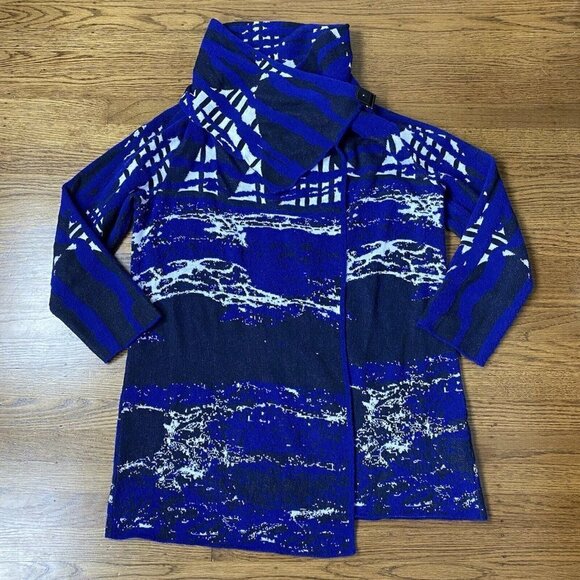 Diktons Barcelona Sweater Jacket Artsy Cowl Neck Wrap Wool Duster - Picture 12 of 16